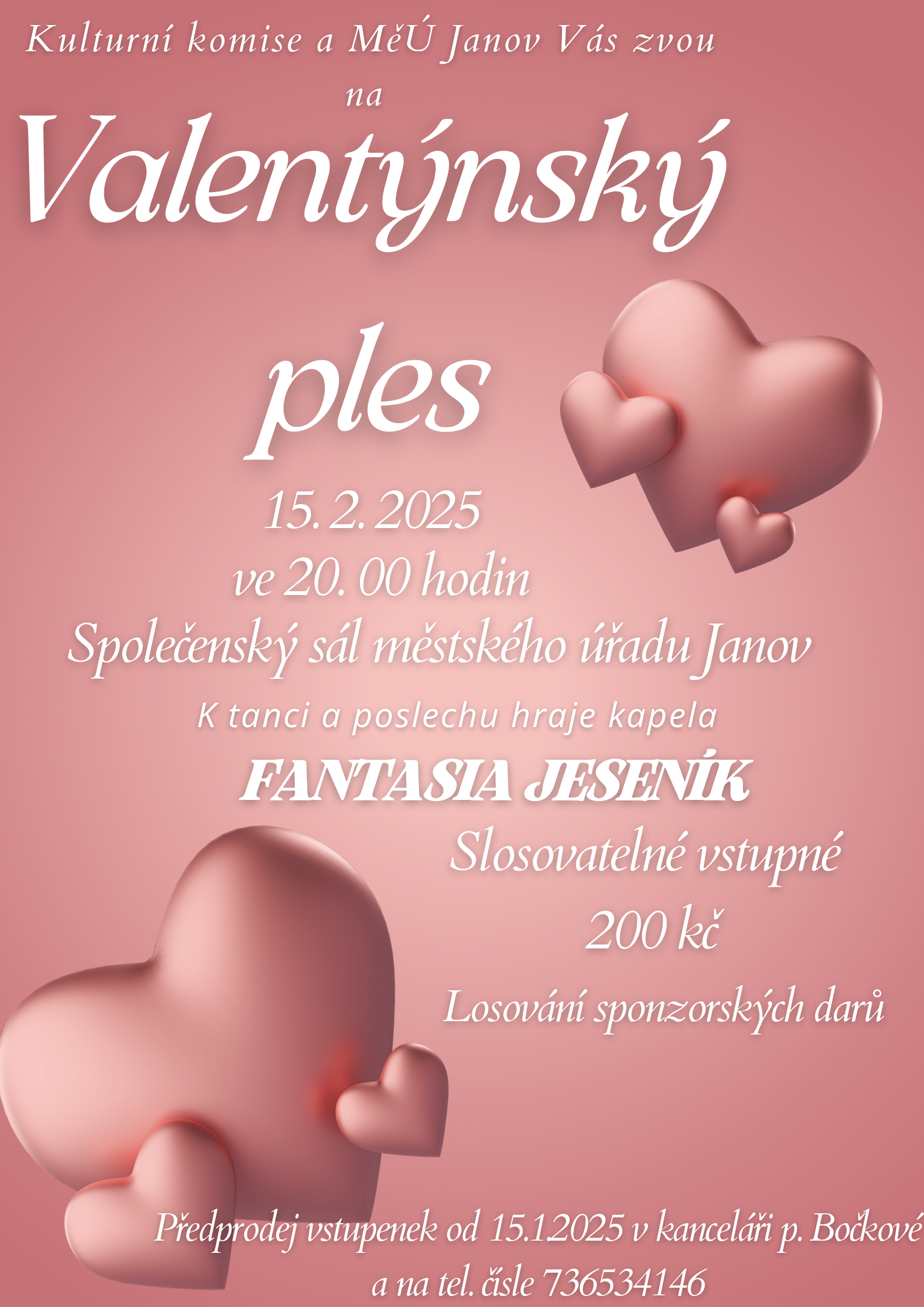 Valentýnský ples 15.2.2025 Město Janov